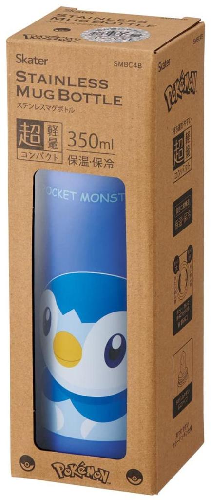 Skater Stainless Steel Water Bottle, Pokémon Piplup Design, 350ml, SMBC4B-A