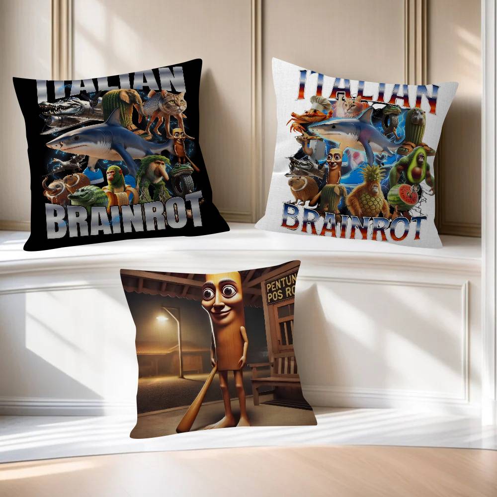 ITALlAN Brainrot Creative animal Cushion Cover Inches Farmhouse Decor Home Throw Pillow Covers for Couch Decorations