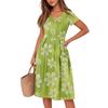 Womens Summer Dress Short Sleeve V Neck Short Dresses Fashion Casual Flowy A Line Swing Sundress With Pocket