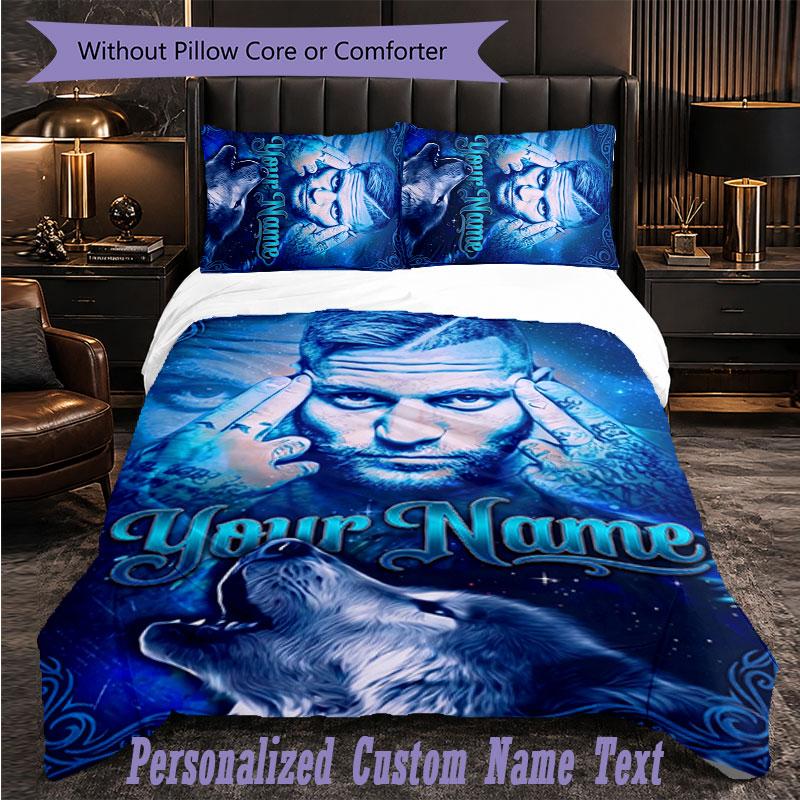 Personalized 3Pcs Bedding SetKontra K Custom Text Duvet Cover Pillowcase Set Bedroom Gift