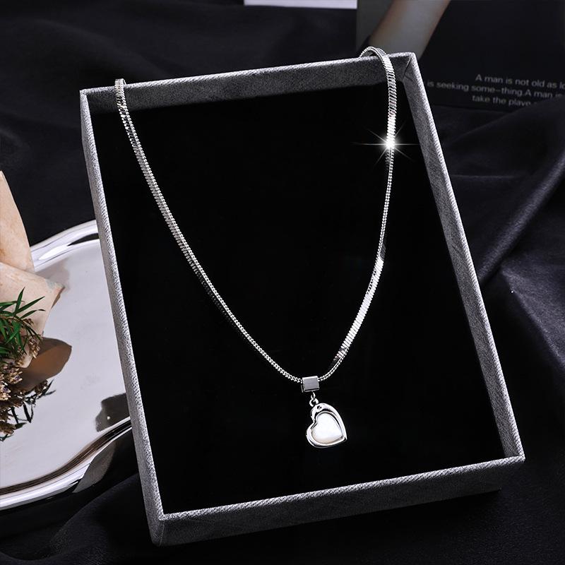 

Элегантное ожерелье из титановой стали 2024 года с подвеской Love Pearl серебряный