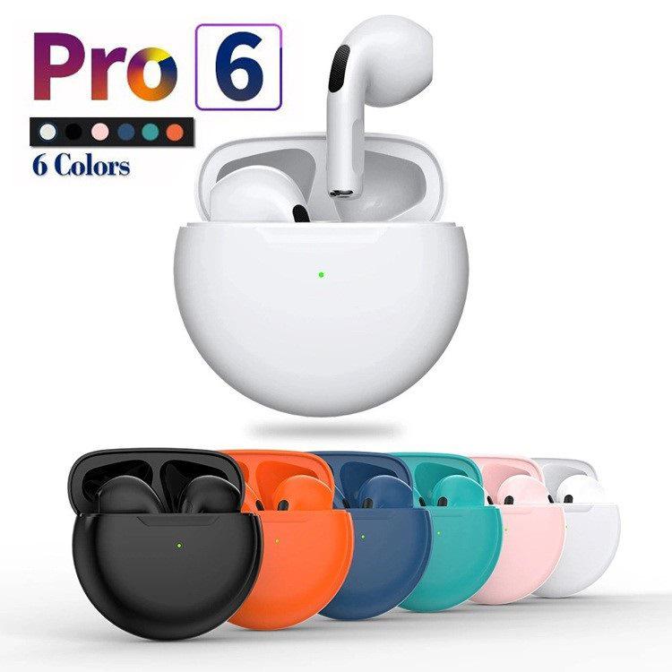 Fone de ouvido esportivo sem fio Bluetooth Pro6 J6 - Controle de toque TWS, binaural, perfeito para presentear.