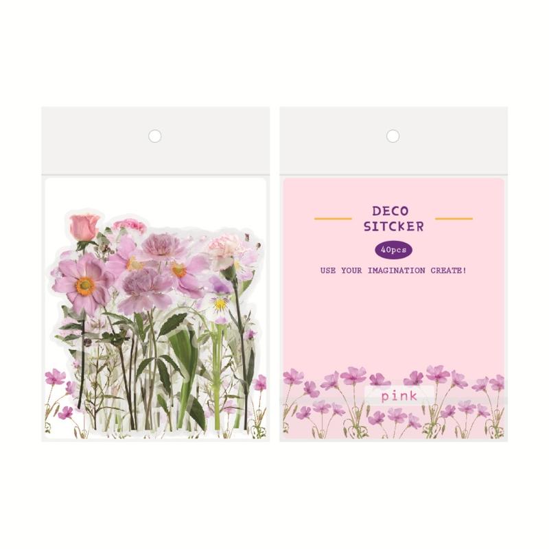 Artificial Flower Stickers Assorted Styles Floral Decorative Scrapbook Stickers Flowers Plant Series Decals for Laptop