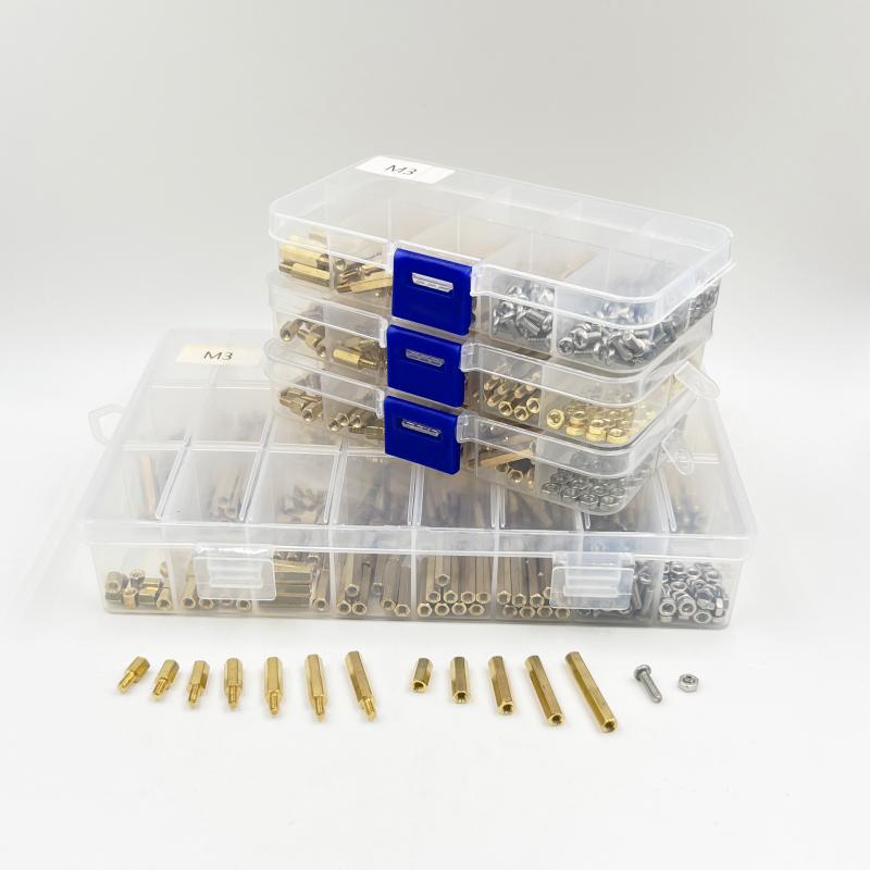 Male Female Hex Brass Standoff Spacer Kit M2M2.5 M3 M4 Brass Round Standoff with 304 Screw and Hex Nut pcb motherboard standoff