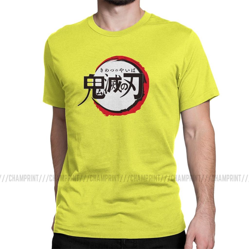 Vintage Demon Slayer Anime T Shirt Men Round Collar 100 Cotton T Shirt Short Sleeve Tees