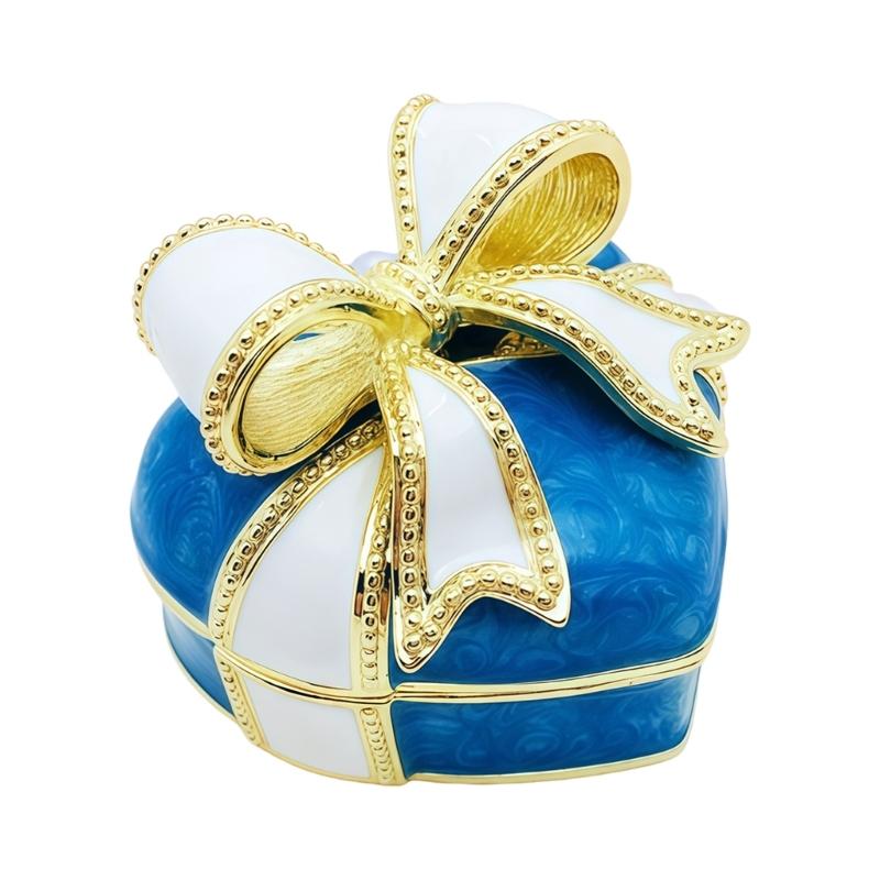 Cute Alloy Trinket Box With Delicate Enamel Craft Old Fashioned Decorative Box Perfect For Jewelry Storage