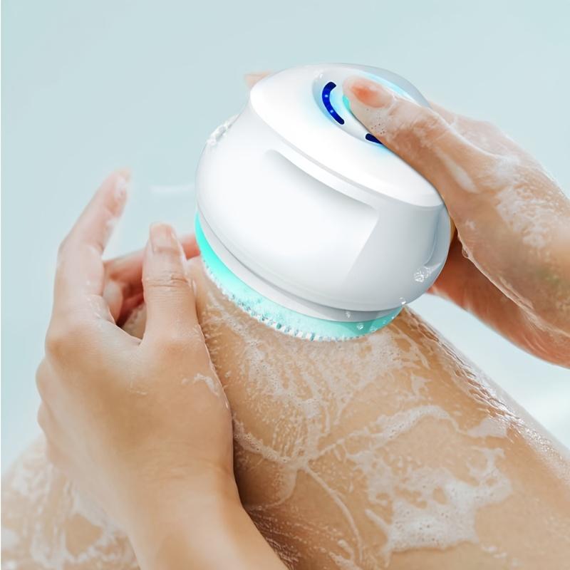6-in-1 Rechargeable Electric Shower Brush Set for Full Body & Back - USB Powered  Detachable Long Handle & Exfoliating Silicone Brush