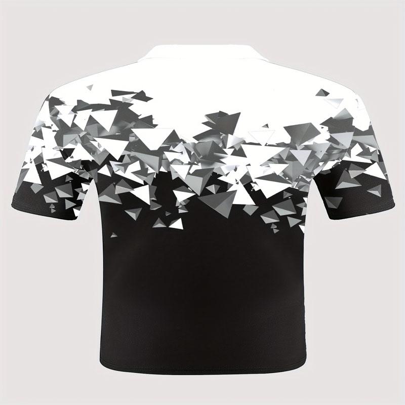 Men's 3D Digital Printed Pattern Casual Polo Shirt, Summer Outdoor Fashion, Comfortable and Versatile