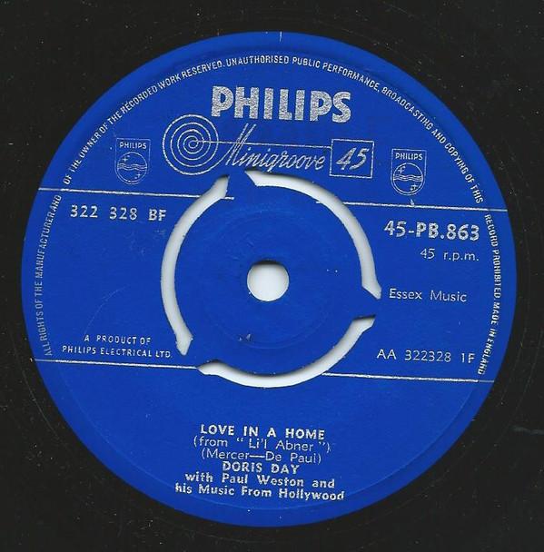 

7inch Record DORIS DAY PAUL WESTON HIS MUSIC Love In A Home 45PB863 Philips 1958 UK Pop Used