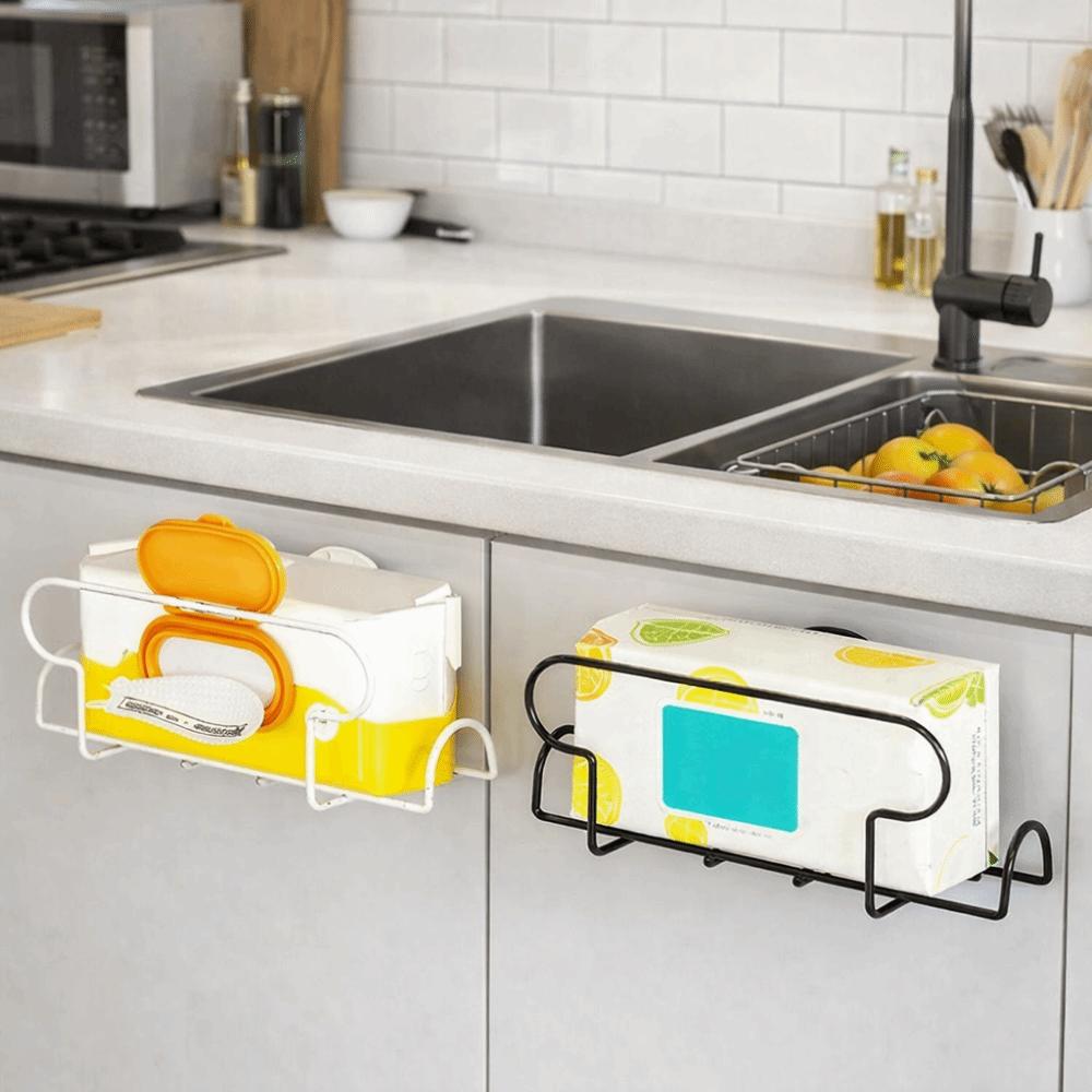 No Drill Wet Wipe Storage Rack Iron Face Towel Storage Box Paper Towel Holder  for Kitchen