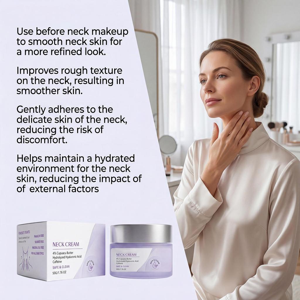 Crème hydratante pour le cou, soin doux respectueux de la peau, peau douce du visage et du cou, crème de massage rafraîchissante et hydratante pour le visage et le cou 50g