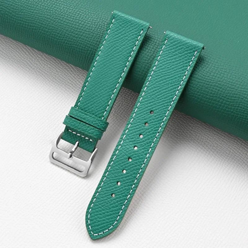 

Genuine Leather Strap Orange Green Universal Men Women Retro Cowhide Quick Release Replace Bracelet Watch Band Belt 18/20/22mm 20mm