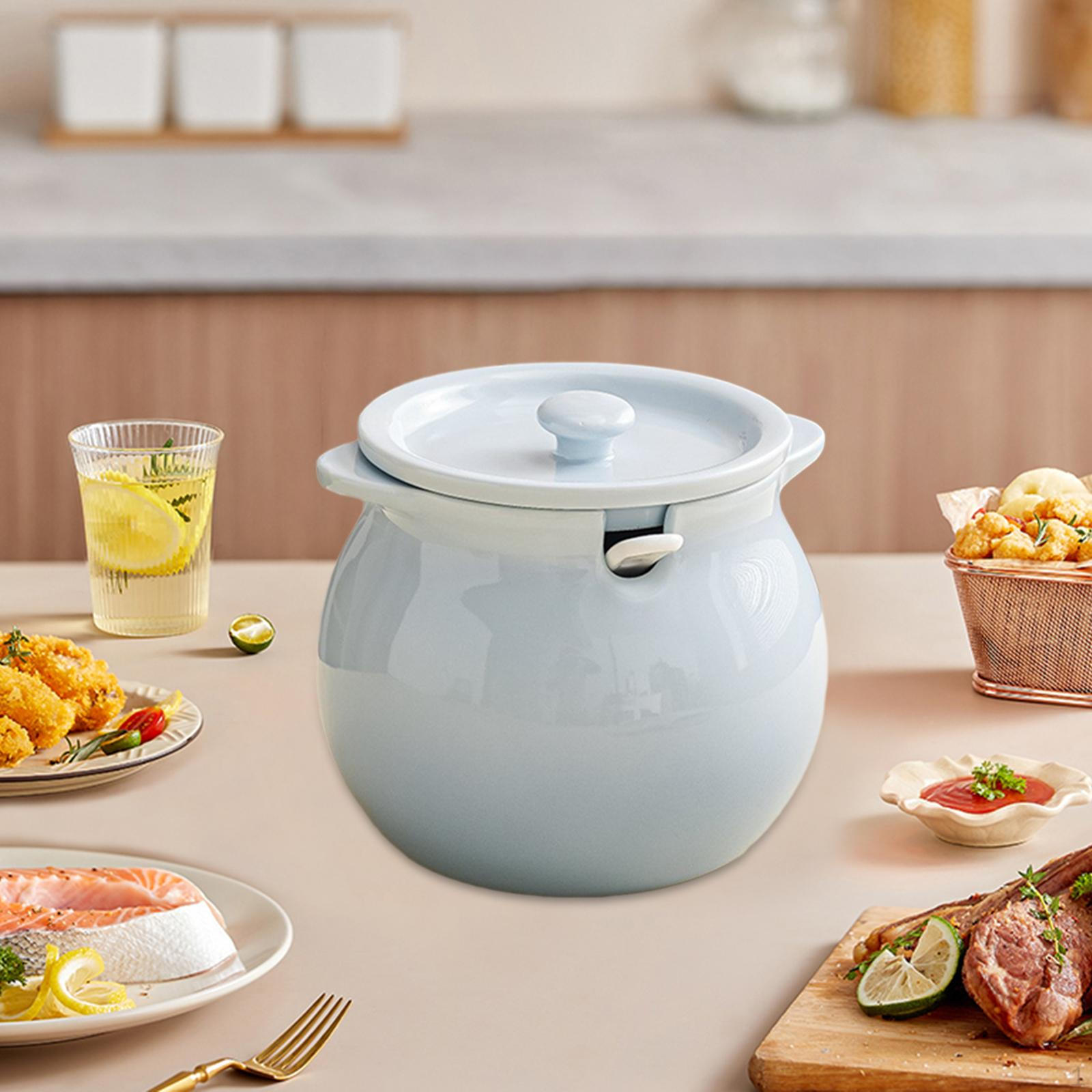 

Кухонный контейнер, керамическая канистра, банка с двойным ухом, банка с салом, приправа для масла для жарки дома синий