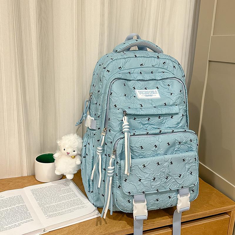 Schoolbag female new Japanese ins high value fresh and sweet bow backpack junior high school students lightweight backpack