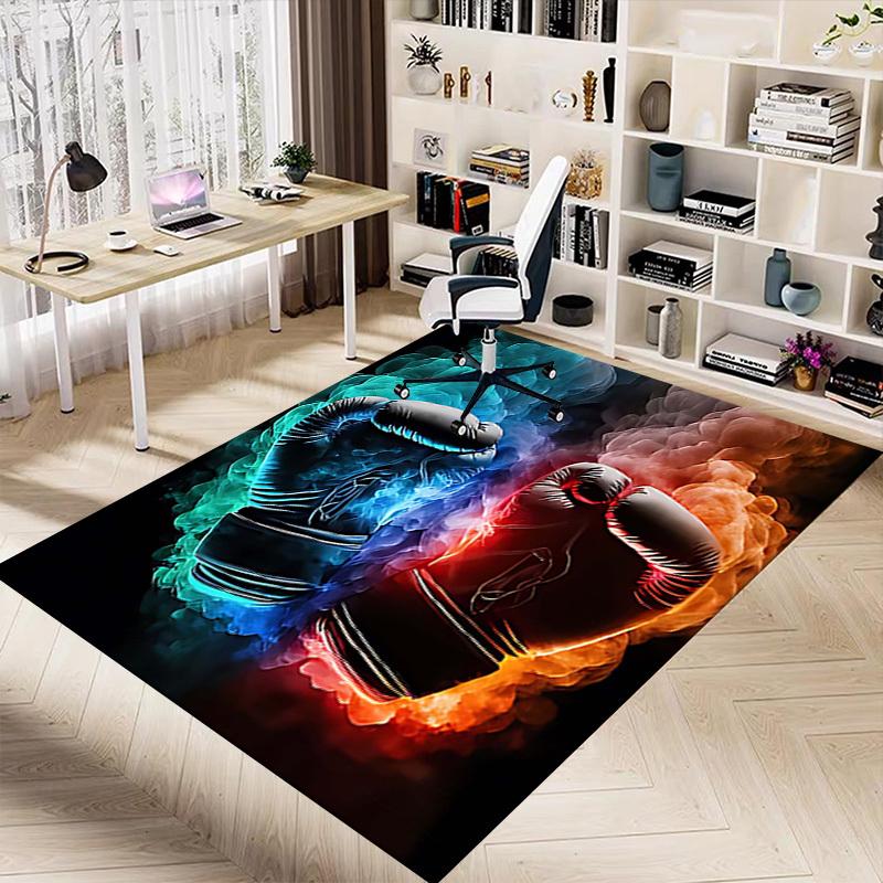 1PC Boxing Gloves Non-Slip Floor Carpet Compatible for Office&Living Room&Dining Room - Flat-Weave Machine- Soft & Pattern-E292