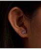Aifle Sterling Silver S925 Pink Butterfly Earrings with Platinum-Plated Oil-Drop Design