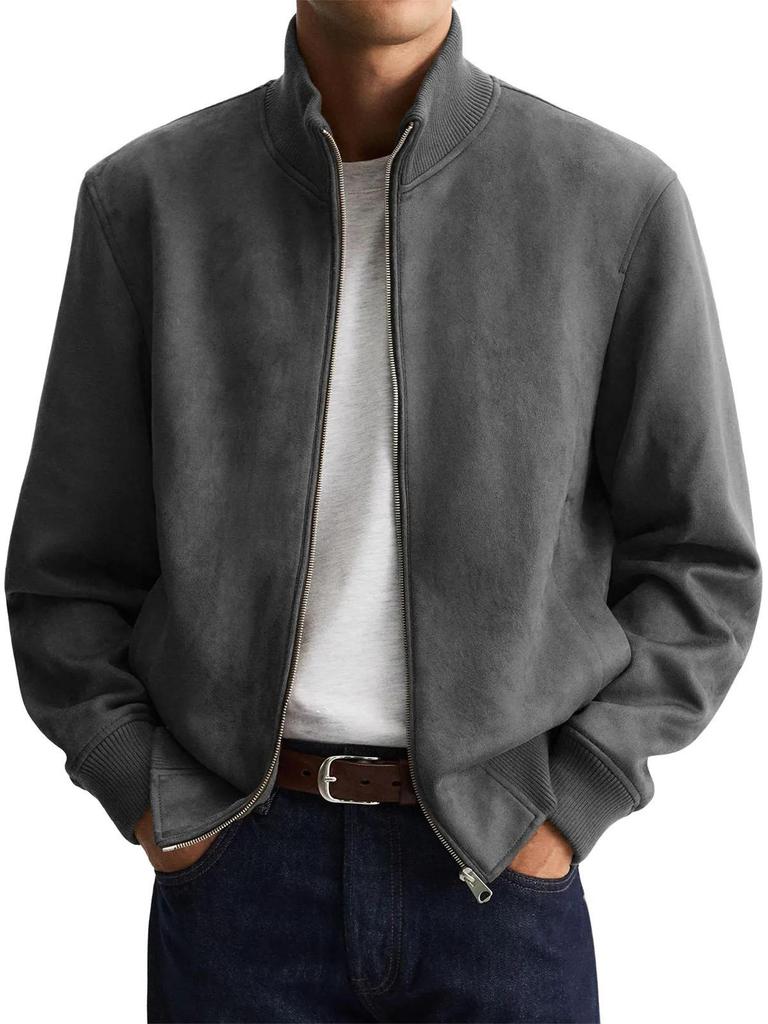 Men's Trendy Spring Business Casual Jacket - Anti-Wrinkle, Long Sleeve, Stand Collar, Zipper Hoodie