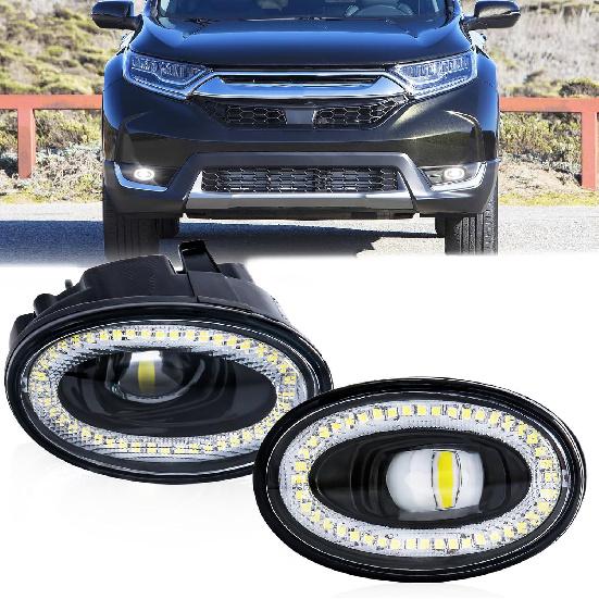 

LED Fog Light for Honda CR-V 2017 2018 2019 Replacement Front Bumper Angel Eye Fog Lamp with Halo Ring For CRV HRV 17ledfog