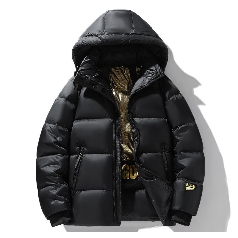 Down Jacket Men s Winter Short Men s Warm Bread Coat Men s and Women s Same Style Thickened Black Gold and White Duck Down Men s Jacket M