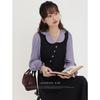 Luxiangnan French Vintage Faux Two-Piece Long Sleeve Dress