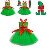 Elegant European And American Children's Christmas Elf Costume For Parties And Performances Red And Green Net Tulle Christmas Tree Skirt
