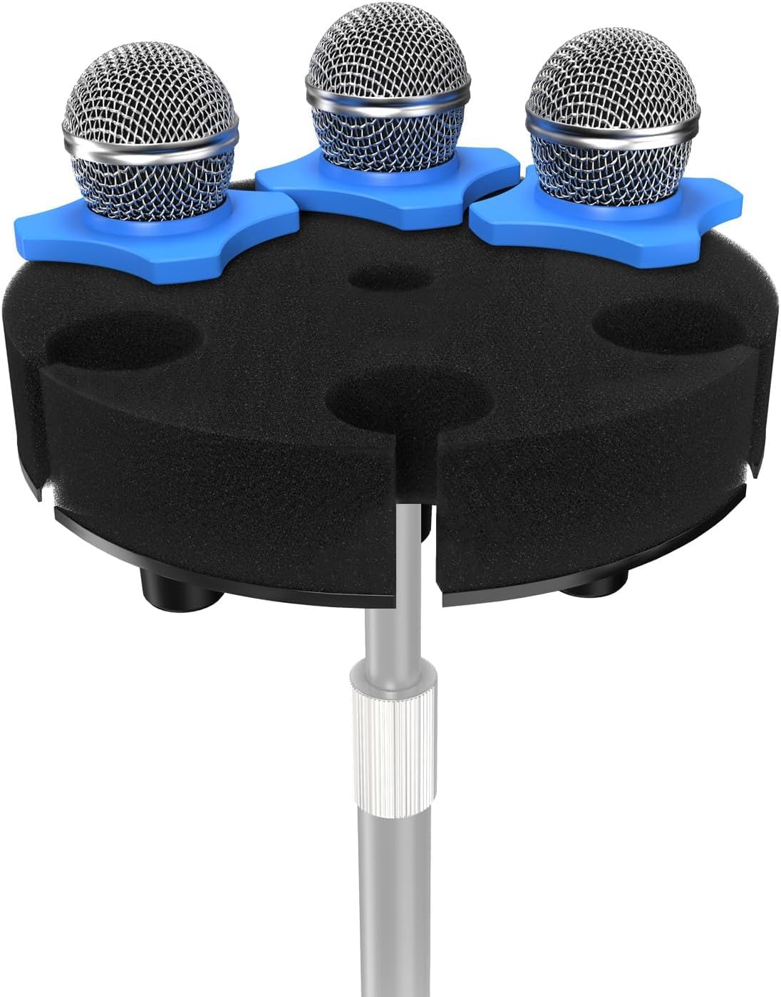 

Etour [Обновление 2024] Держатель для нескольких микрофонов для микрофонных стоек, Круглый органайзер для хранения микрофонов для ручных динамических проводных и беспроводных микрофонов,