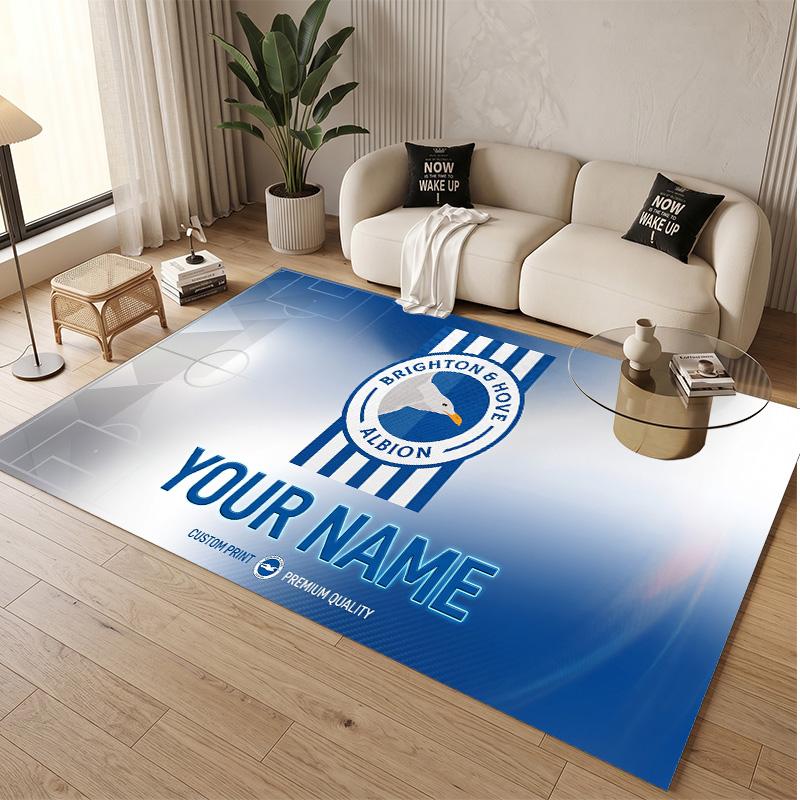 Personalized Crystal Velvet Carpet Brighton & Hove Albion Football Pattern Non Slip Floor Rug