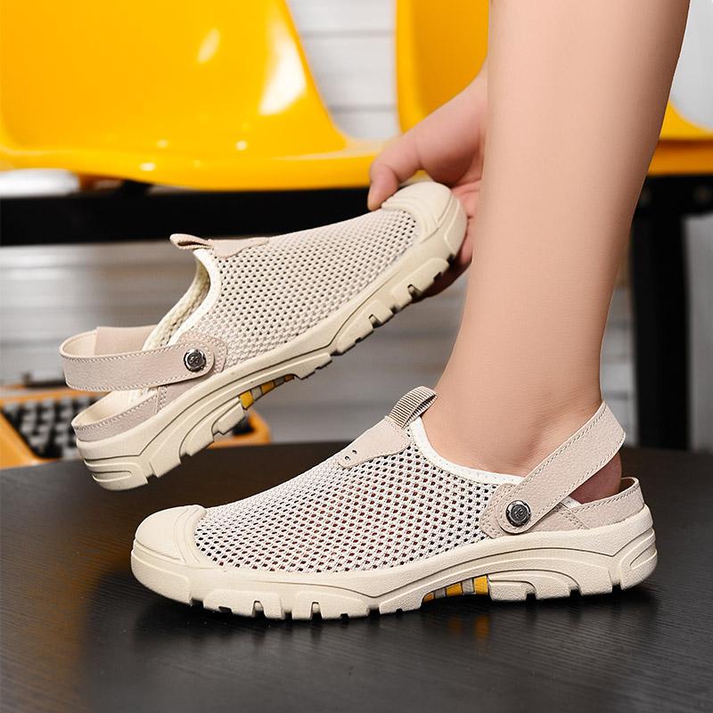 Summer Trend New Men Air Mesh Breathable Half Slippers Driving Shoes Casual Mules Moccasins Breathable Loafers Zapatos Hombre