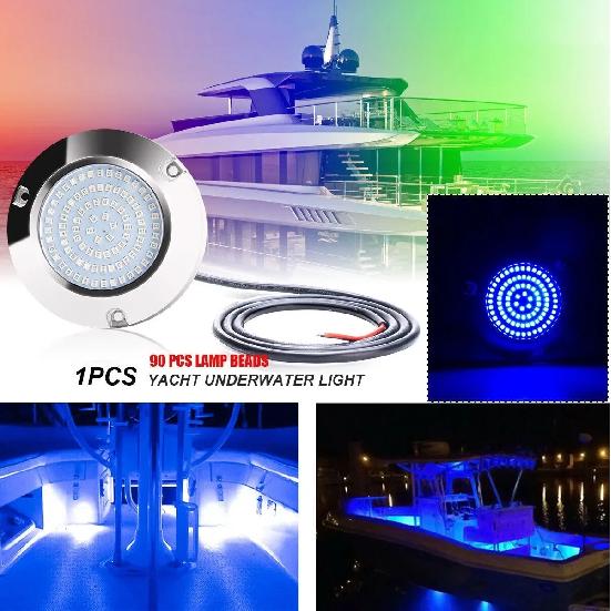 DC 12V 24V 45W Marine Boat LED Stern Light Round Stainless Steel LED Tail Lamp For Kayak Yacht Accessory Blue White Green Color
