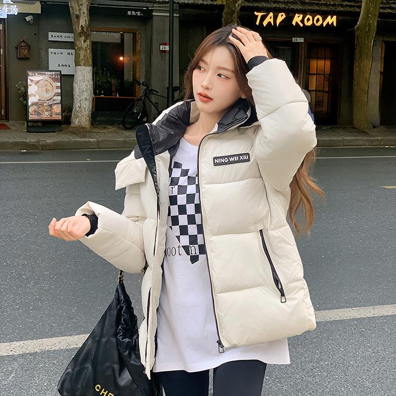 

Новая черная куртка на шнурке, свободная и тонкая, с капюшоном, короткая, пуховая, хлопковая одежда, женская, хлебная одежда, хлопковая одежда с капюшоном XXXL белый