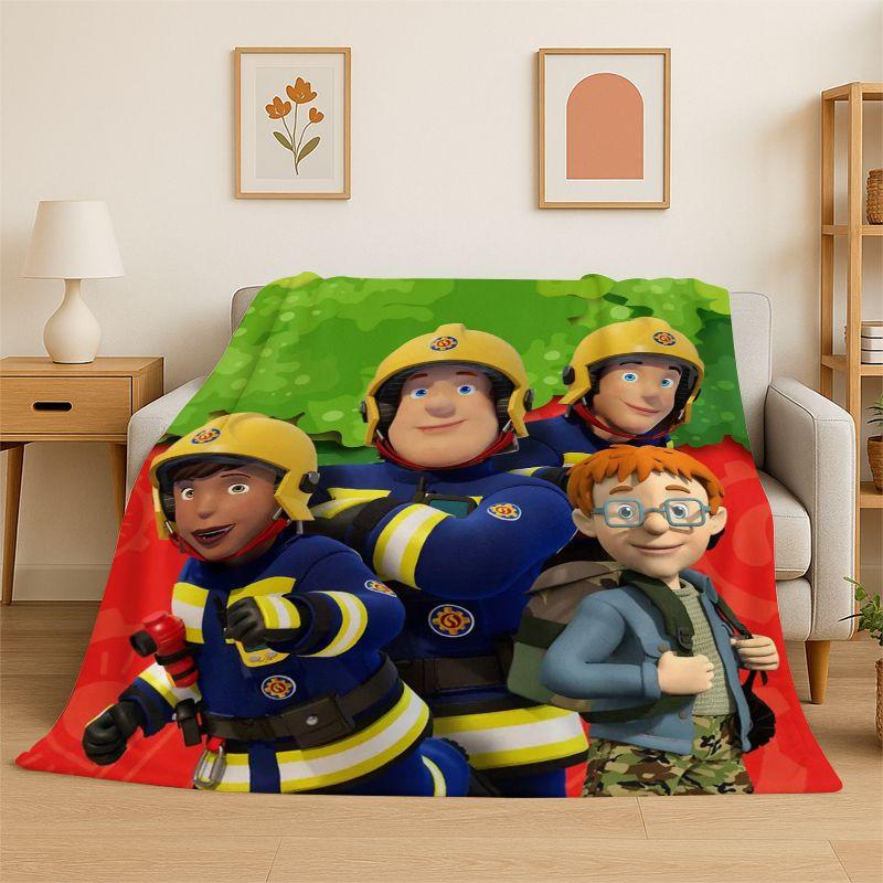 Cartoon Fireman Sam Soft Flannel Throw Blanket,Warm Cozy Blanket for Bed,Couch,Sofa,Bedroom,Living Room,Travel,Camping Picnic