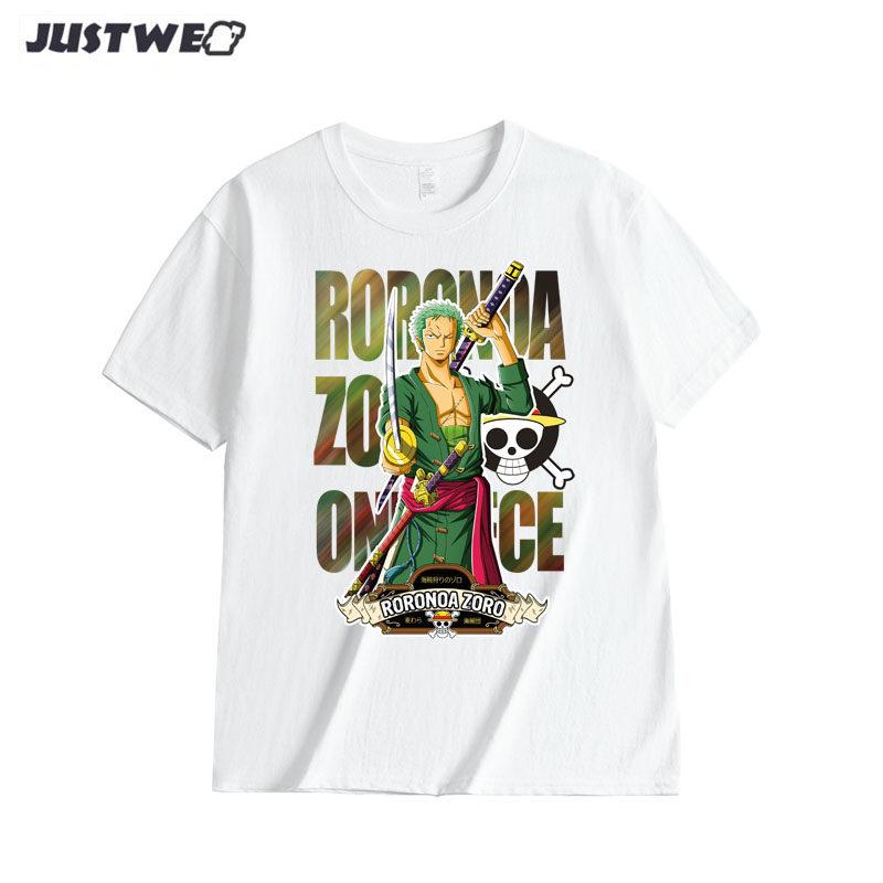 Anime Style One Piece Road Feisuolonuo Pure Cotton Printed Fashionable Unisexs and Womens Clothing New Loose Casual Tshirt