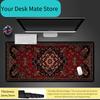 Red & Black Floral Medallion Large Mouse Pad Classic Boho Aesthetic Desk Mat for Home Desk Mat Rubber anti-slip Desktop