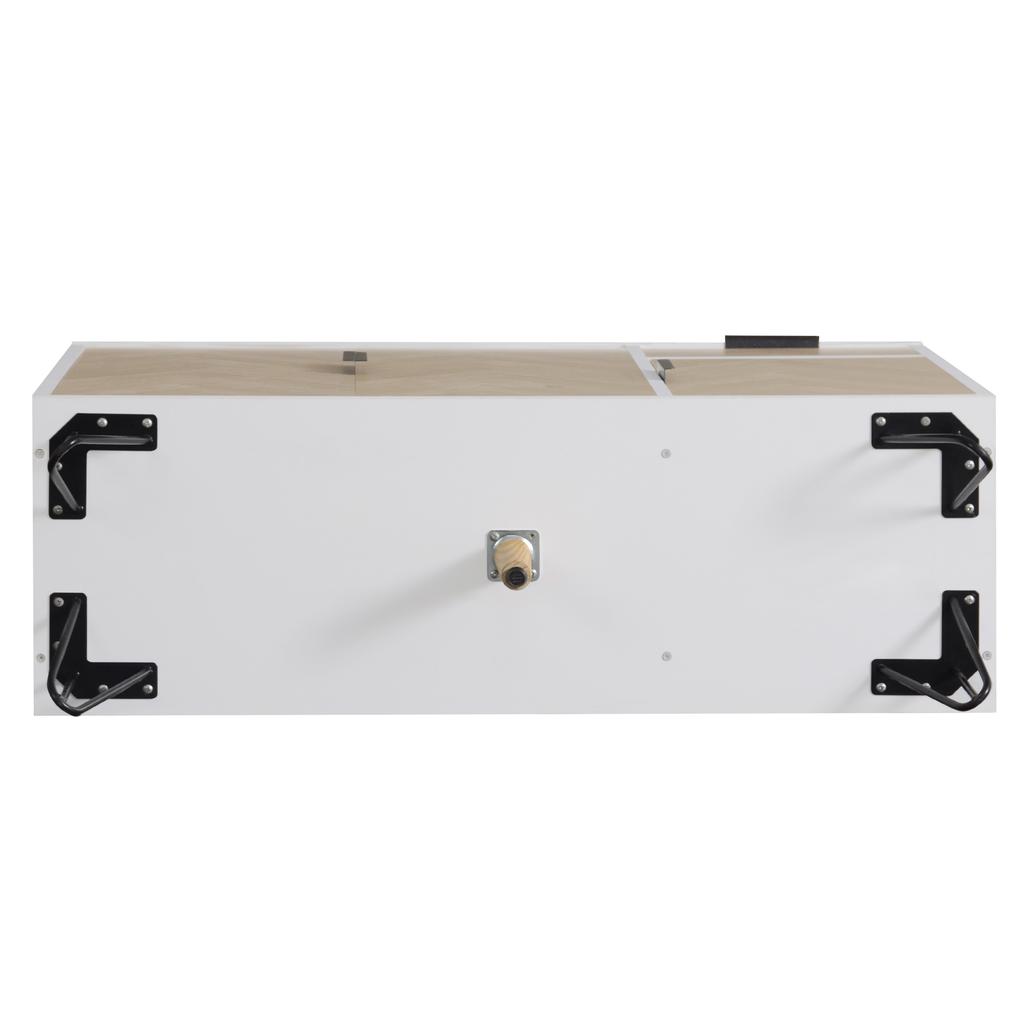Modern Storage Cabinet, Sideboard in White and Wood Look with Drawer and Height-Adjustable Shelves (90 x 30 x 71.5 cm)