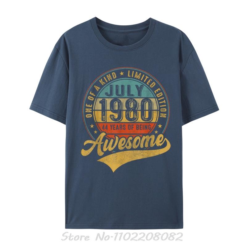 Retro Made In 1980 July Limited Edition Tees Birthday Unique Tshirt Fitness Tshirt Fashion Casual Streetwear Cotton T Shirt Top