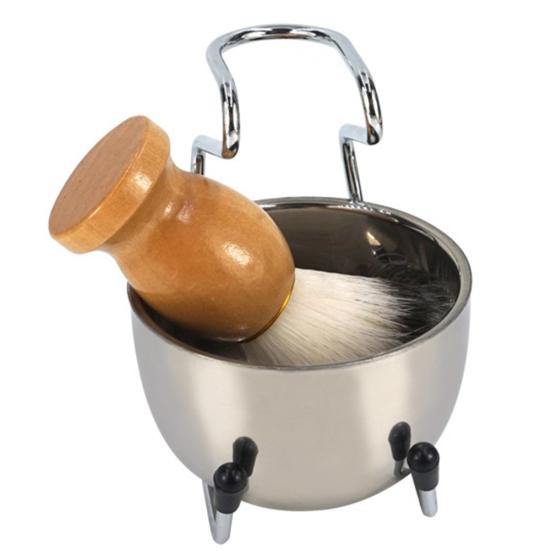 Talos Men Beard Shaving Stainless Steel Bowl Stand Wooden Brush Mustache Beauty Tool