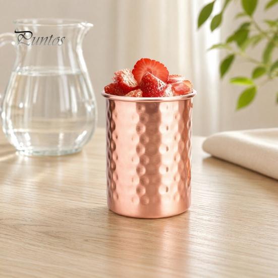 Handgesmeed Metalen Tumbler Gehamerd Roestvrij Staal Beker, met Stabiele Basis, Duurzaam Langdurige Beker Herbruikbaar Drinkglas, Gemakkelijk te Onderhouden Koper