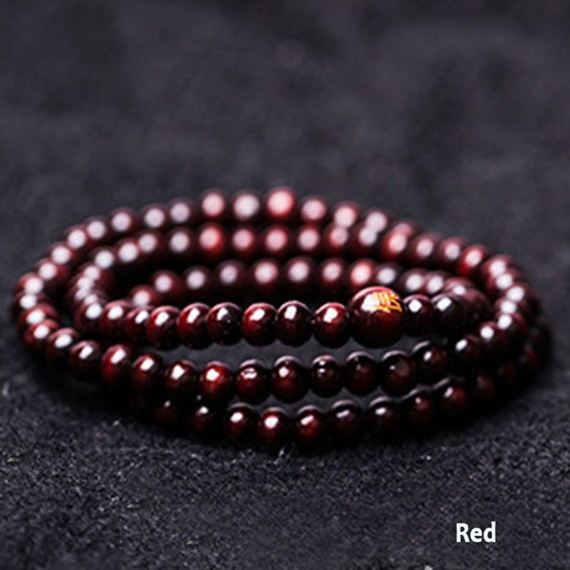 Bracelet 2020 New 6mm*108 Natural Red Sandalwood Bead Prayer Japa Rosary Mala Bracelet