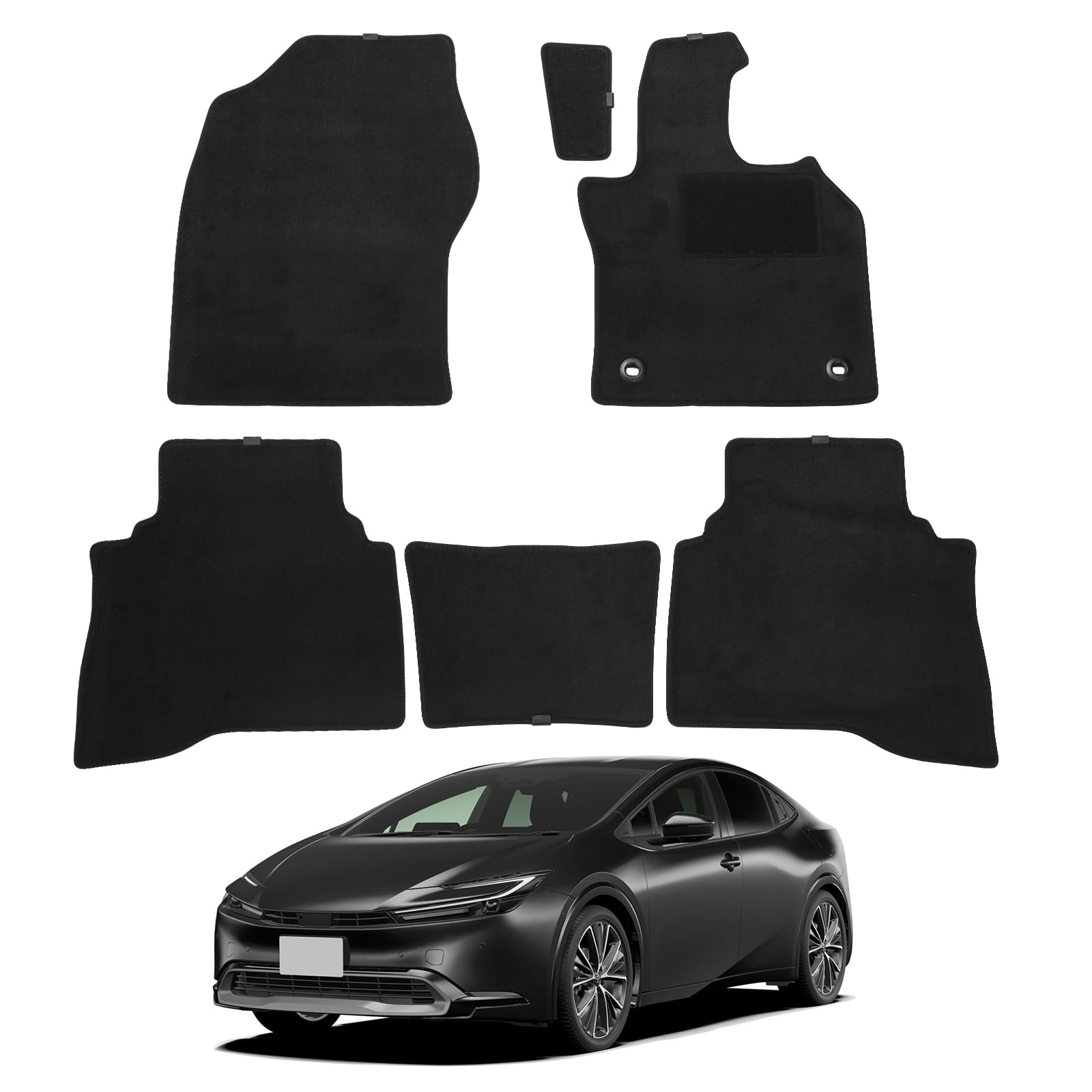 

LUCKEASY Floor Mats for Toyota New Prius 60 Series Includes Floor Seat Floor and Carfeel Finish (R5.1-Present) - Black, 6-Piece Set, Covers, Carpets,