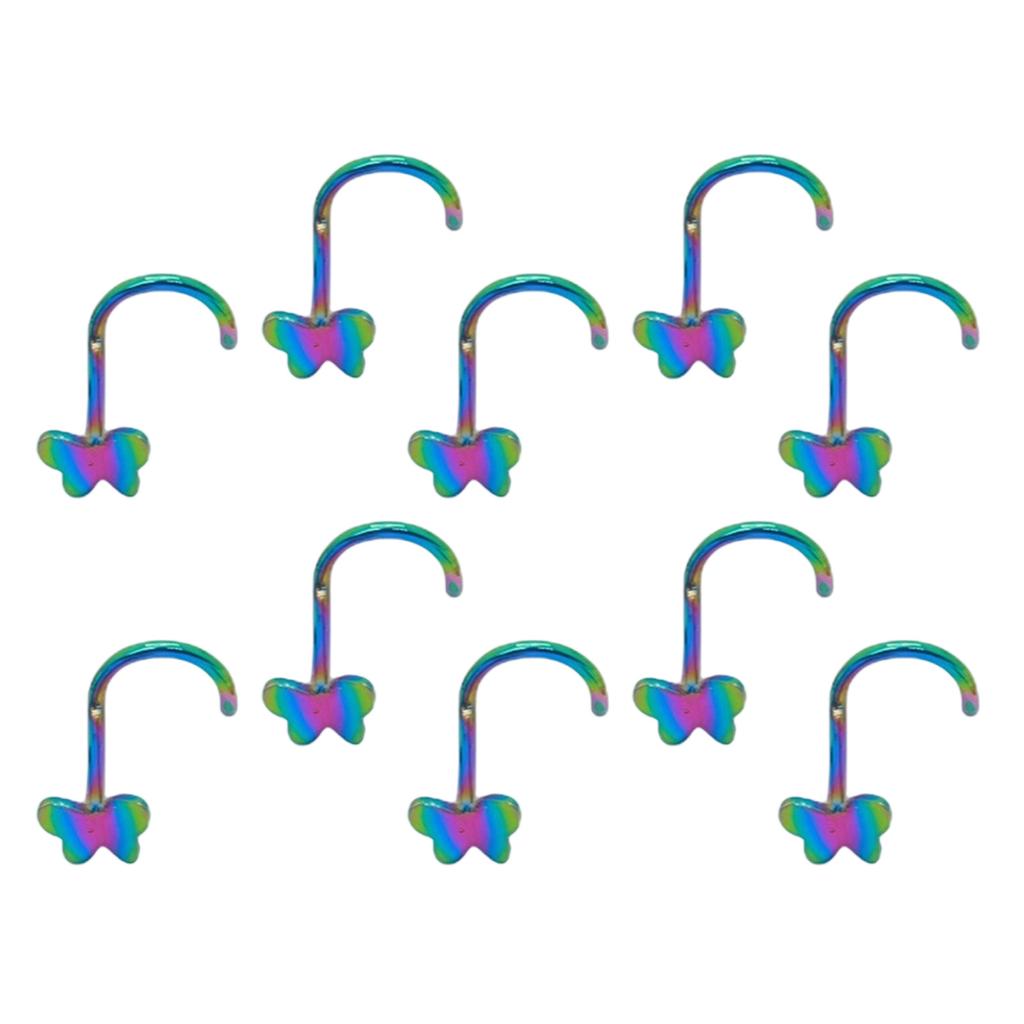 10pcs Butterfly Nose Rings Stainless Steel Piercing Jewelry For Eyebrow Ear Cartilage Accessory For Sensitive Skin