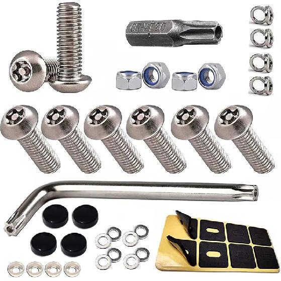 Aootf Black Anti Theft License Plate Screws- Stainless Steel Rustproof Security Bolts Fasteners For Front Rear Car Tag Mount- M6 (1/4") Locking