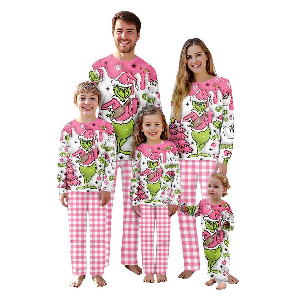 Christmas Prints Family Matching Long Sleeve Tops+Pants Set Family Matching Sets