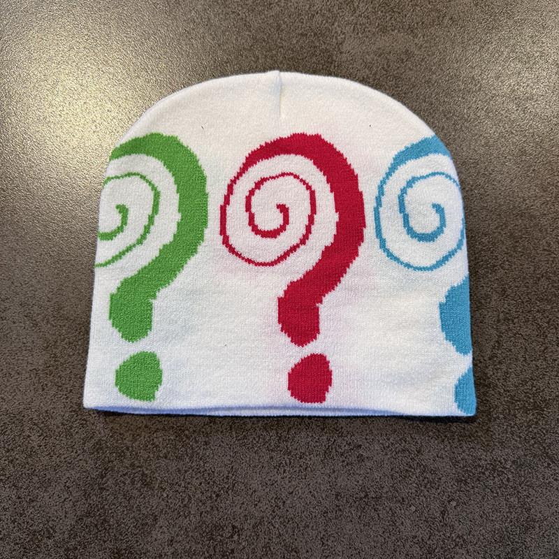 Fashion Colored Question Mark Pattern Neutral Casual Warm Knitted Hat For Autumn