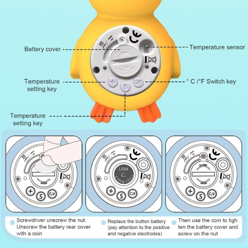 Termometro Acqua 2 in 1 Bagnetto Sicuro per Neonati Schermo LCD Digitale Lettore Temperatura Acqua Design Carino