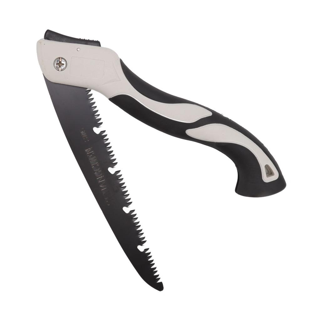 2PCS Portable Manganese Steel Folding Saw Triple Cut Teeth Black Hand Saw Foldable Curved Blade Pruning Handsaw