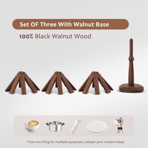 Wooden Trivet for Hot Dishes, Foldable Wooden Tree Trivet, Handmade Tree-shaped Trivet Set with Stand, Reusable Heat-resistant Coasters for Home Kitch