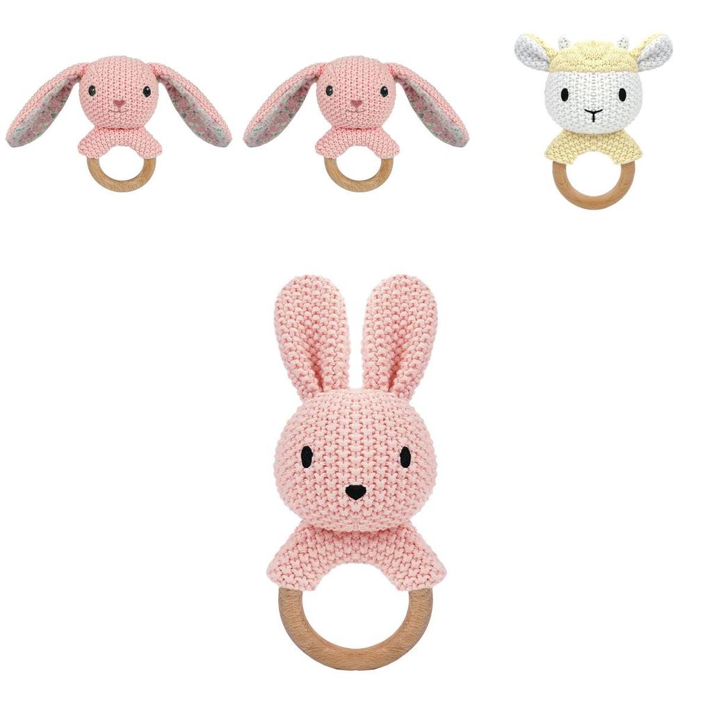 Baby Plush Knitted Animal Rattles With Soft Pp Cotton For Newborn Comfort And Entertainment