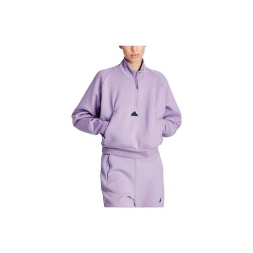 adidas Solid Color Slim Fit Short Zip-Up Long Sleeve Jacket for Women, Purple