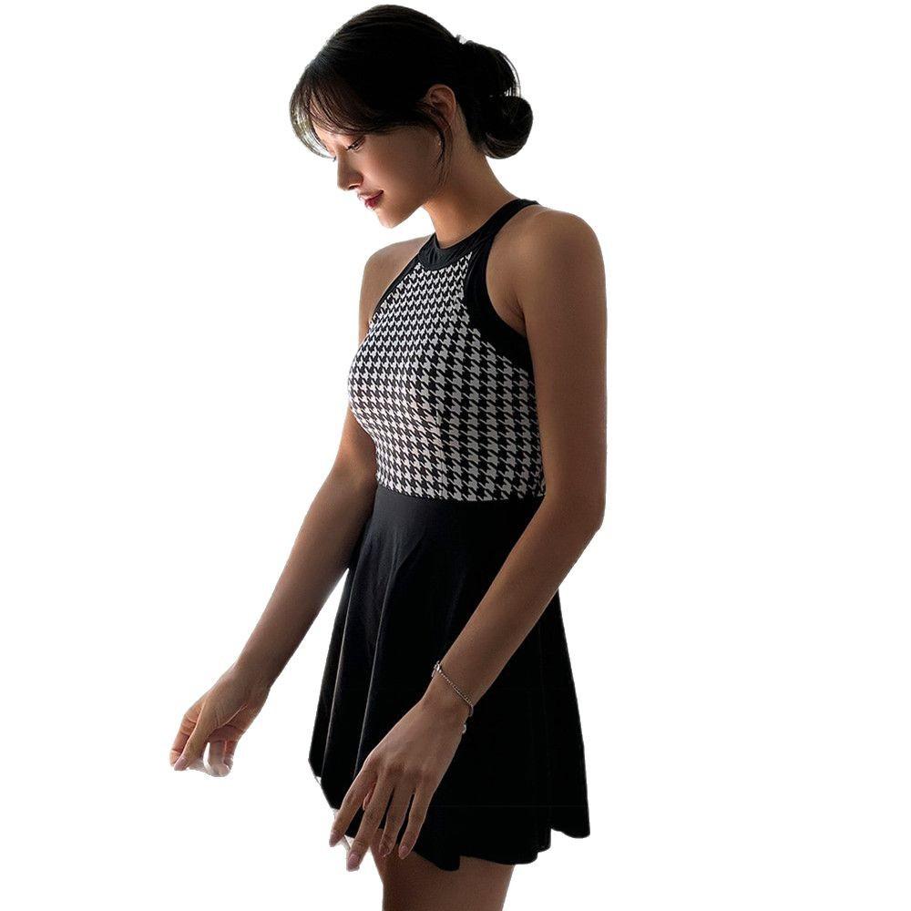 Koreanischer rückenfreier Qiandongge High-Waist-Badeanzug für kleine Brüste, konservativ, Bauch und dünner Rock, einteilig