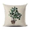 Simple Modern Green Leaves Tropical Plant Series Linen Pillowcase Nordic Small Fresh Style Cushion Cover